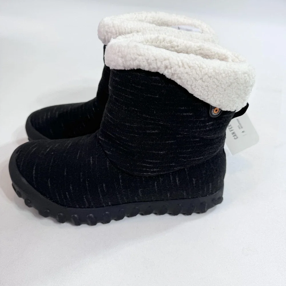 Bogs BMOC II Dash Boots Womens Size 7 Black Ankle Waterproof‎ Faux Fur Lined